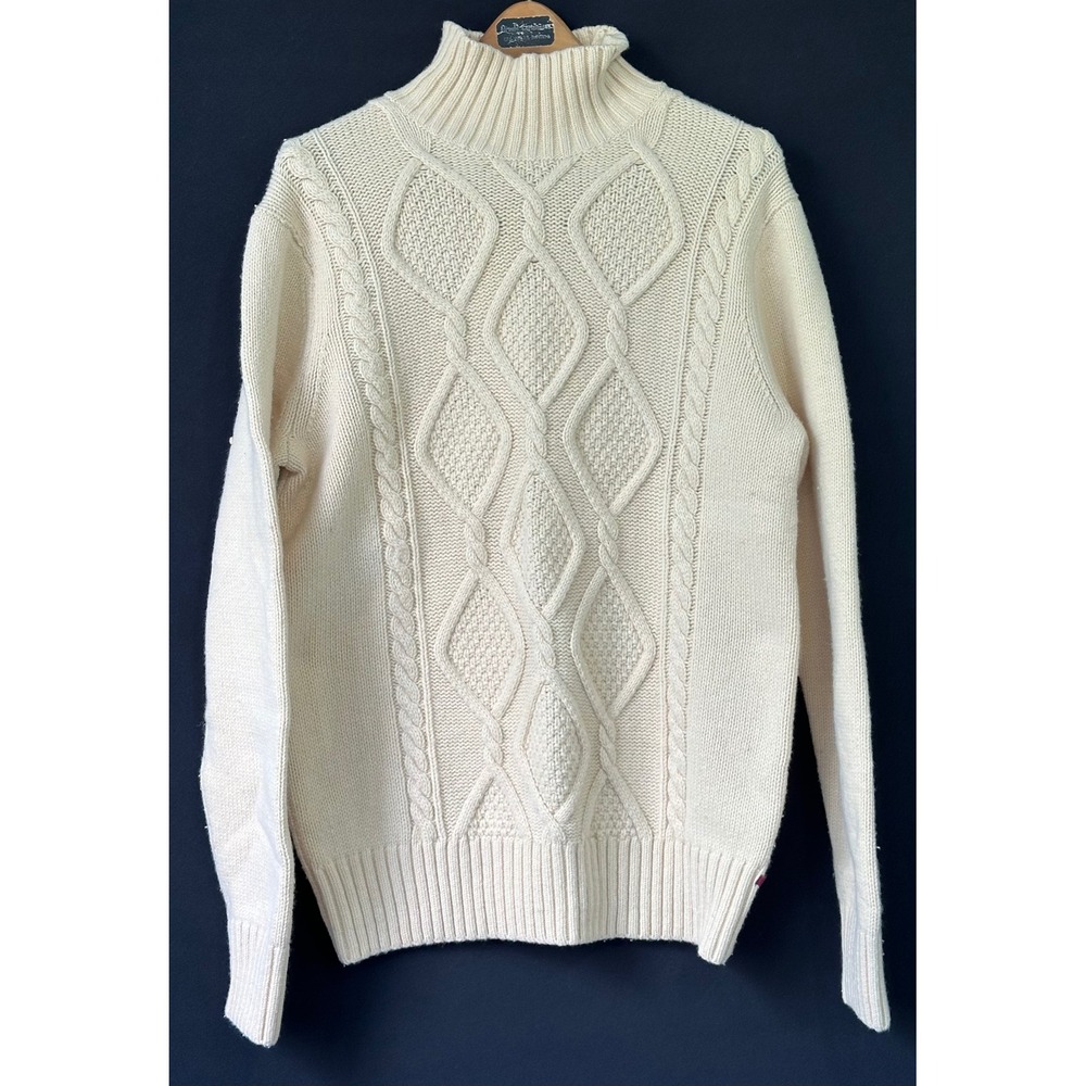 Banana Republic Heritage Cable Mock Neck Long Sweater Merino Wool Womens L
